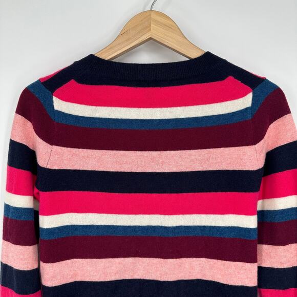 J. Crew 100% Cashmere Everyday Striped Sweater Top Crew Neck Pullover - Picture 8 of 13